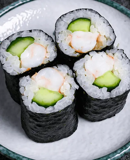 Ebikyu Maki (Shrimp and Cucumber Sushi Rolls)