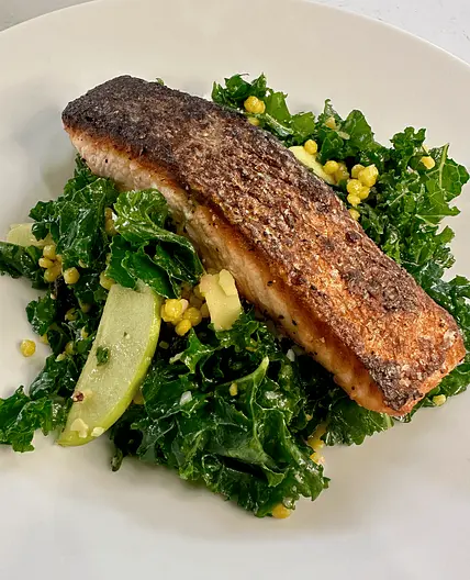 Kale Couscous Salad with Apples and Cherries