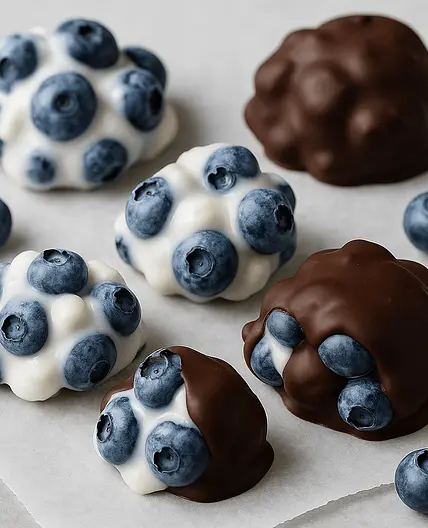 Blaubeer-Joghurt-Cluster mit Schokolade (82 kcal p.P.)