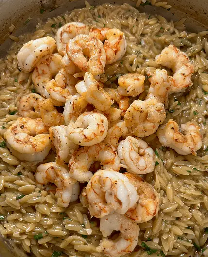 One Pan Miso Butter Shrimp Scampi Orzo