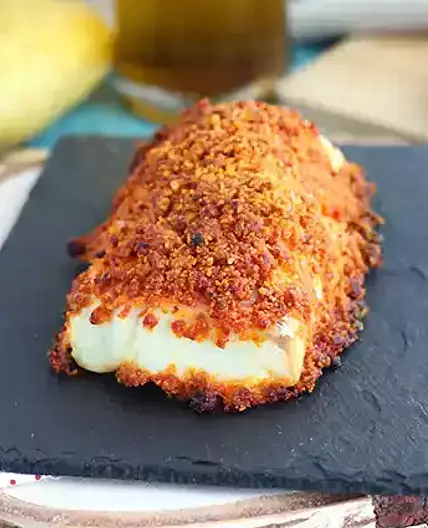 Baked cod with chorizo crust