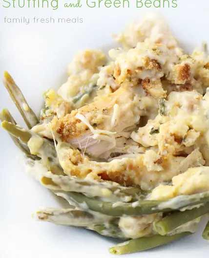 Creamy Crockpot Chicken Stuffing and Green Beans