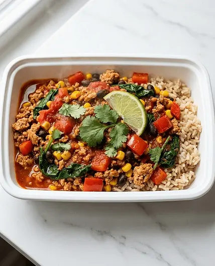 High-Protein One-Pan Mexican-Style Turkey & Brown Rice