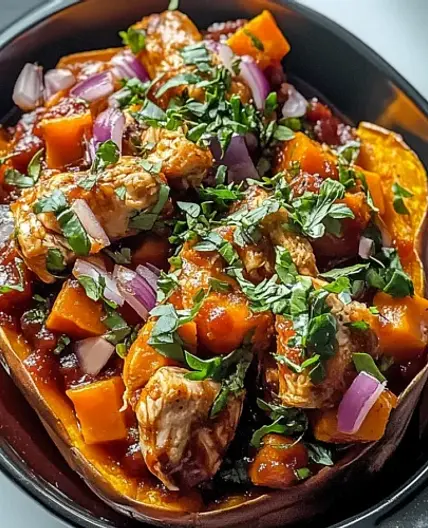 BBQ Chicken Stuffed Sweet Potatoes