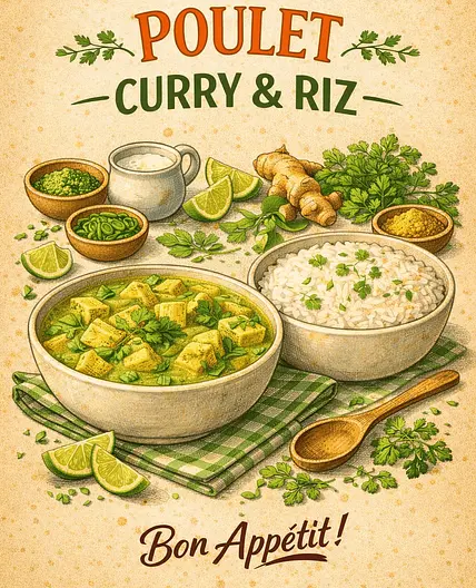 Poulet curry - Riz