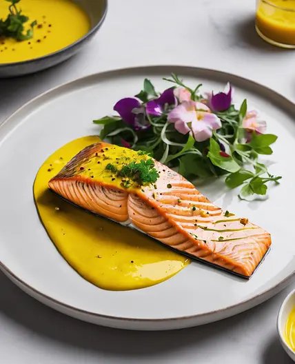 Salmon with Turmeric Dressing