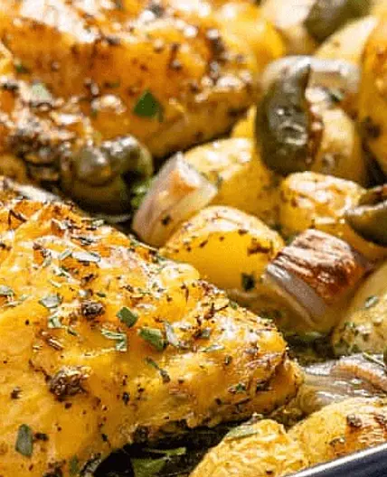 Mediterranean Dish–Style Lemon Herb Sheet-Pan Chicken Thighs