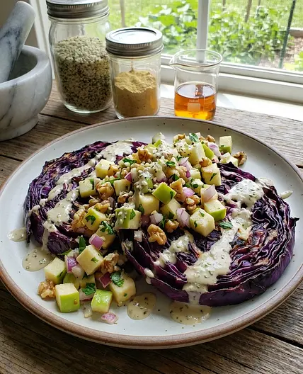 Senolytic Red Cabbage Steaks with Quercetin-Apple Relish