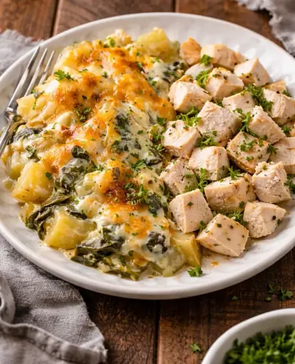 Spinach Artichoke Au Gratin Potatoes