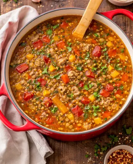 Hearty Italian Sausage and Lentil Soup