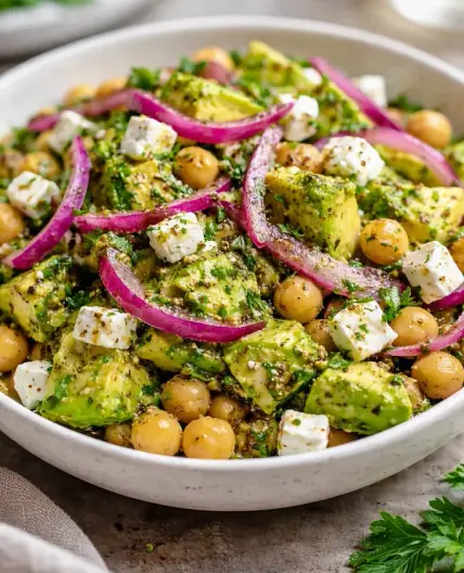 Chickpea Feta Avocado Salad