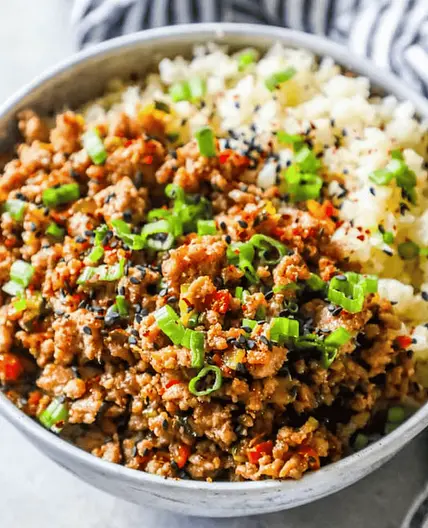 Keto Teriyaki Turkey Rice Bowl