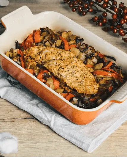 Receta de solomillo de pavo asado con verduras