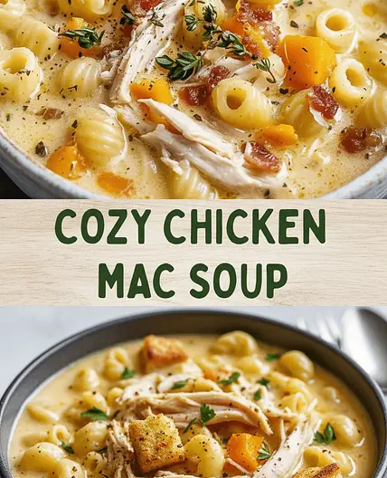 Creamy Chicken Macaroni Cheese Soup