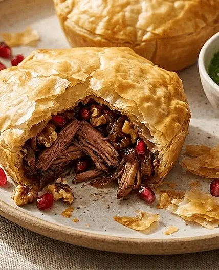 Slow-Cooked Chicken and Pomegranate Pies