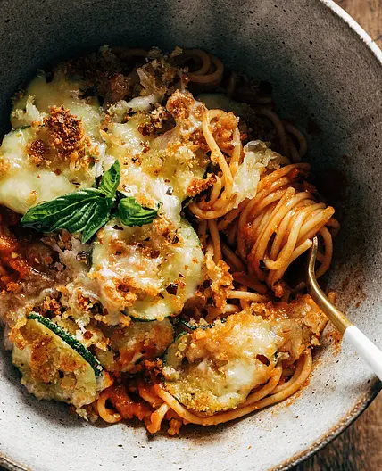 Spaghetti with Crispy Zucchini
