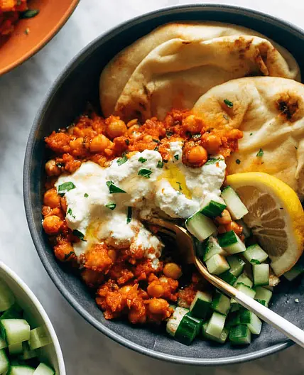 Harissa Chickpeas with Whipped Feta