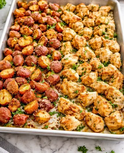 Baked Garlic Parmesan Chicken and Potatoes