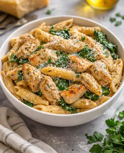 Healthy Garlic Parmesan Chicken Pasta