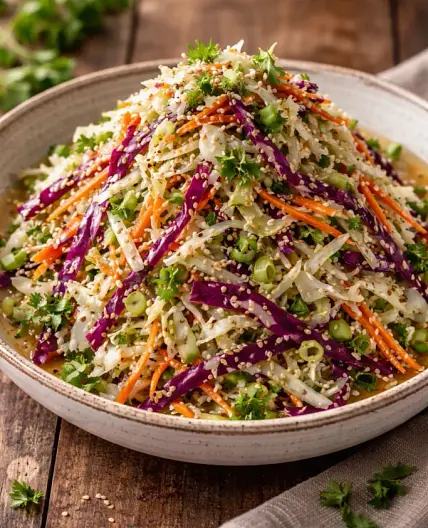 Crunchy Asian Cabbage Slaw with Addictive Sesame Dressing