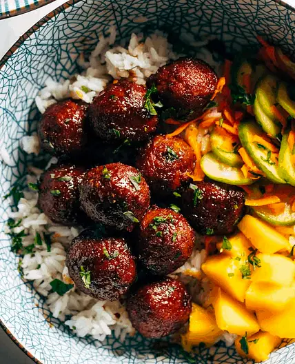 Sticky Ginger Rice Bowls with Pickled Veg and Mango