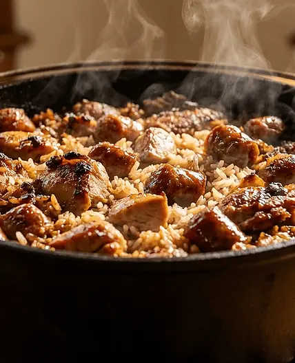 Honey Garlic & Chicken Brown Jambalaya (Dutch Oven)
