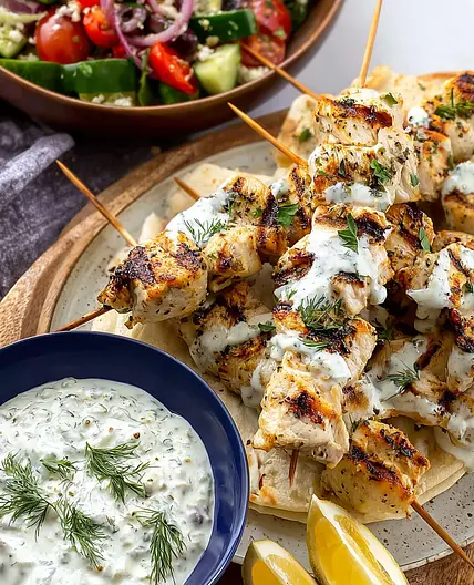 Chicken Souvlaki with Creamy Tzatziki Sauce