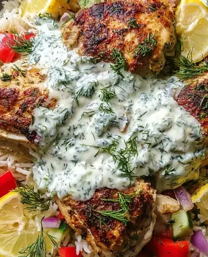 Dump-and-Bake Chicken Tzatziki with Rice