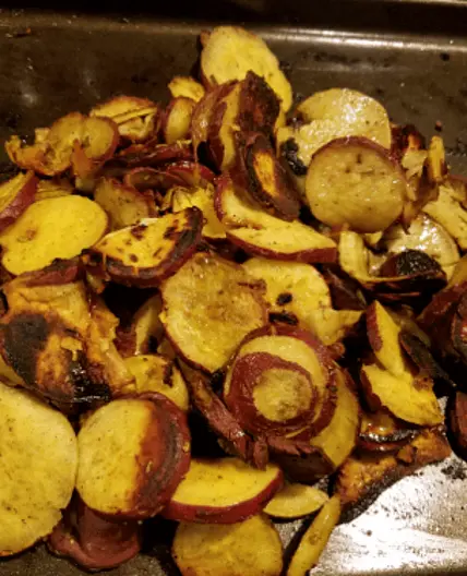 Roasted Curry Sweet Potatoes and Garlic