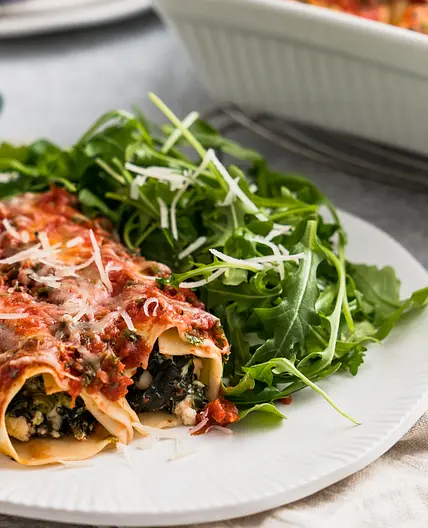 Spinach and feta cannelloni
