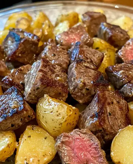 Garlic Butter Steak Bites and Potatoes