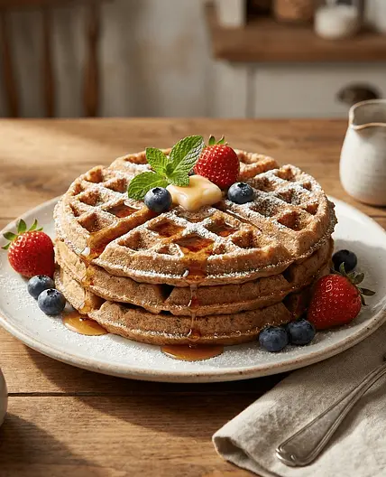 🧇 High-Protein Tofu–Oat Recovery Waffles