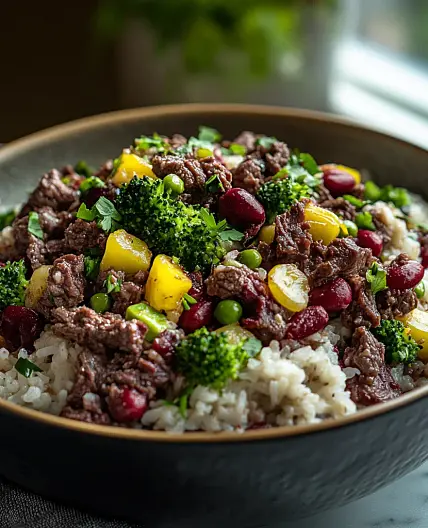 High Protein Beef and Rice Bowl Easy Weeknight Dinner