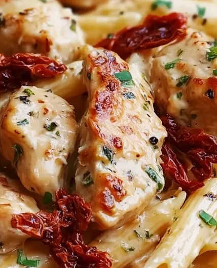 Chicken Mozzarella Pasta with Sun-Dried Tomatoes