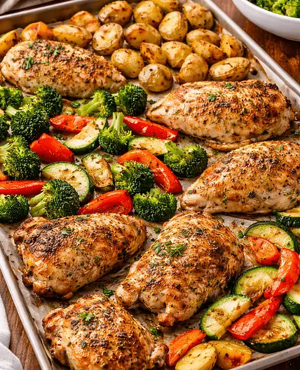 Herb-Roasted Chicken with Veggies & Potatoes (Sheet Pan)