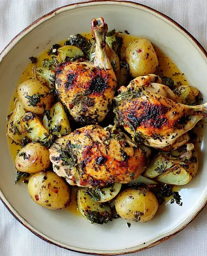 Lemon Herb Chicken with Leeks Potatoes Easy Weeknight Dinner