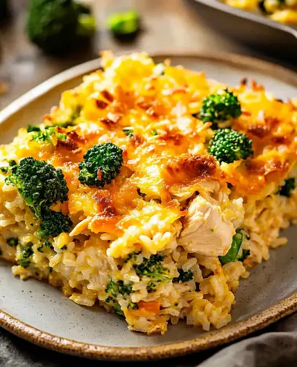 Chicken Broccoli Rice Casserole Easy Cozy Weeknight Dinner