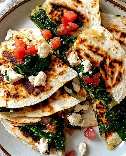 Mediterranean Quesadillas with Spinach Easy Weeknight Meal