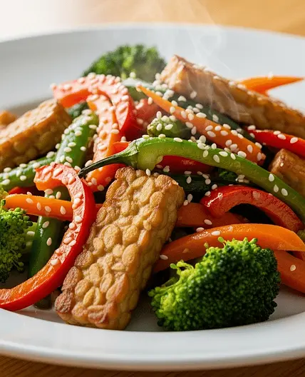 Tempeh sauté aux légumes sans FODMAP
