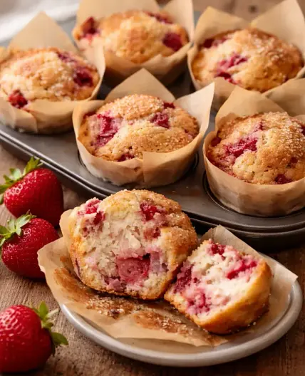 Bakery-Style Strawberry Muffins