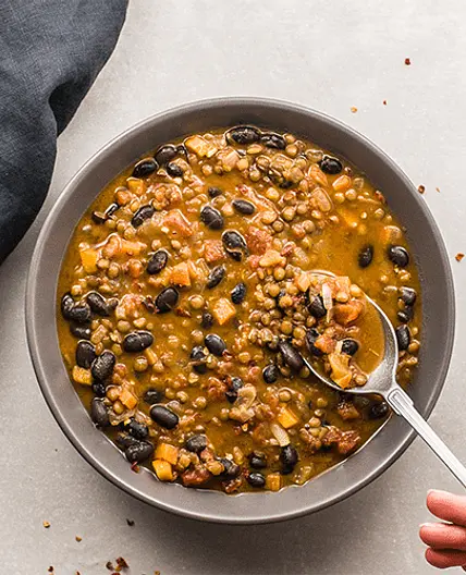 Protein Packed Black Bean and Lentil Soup