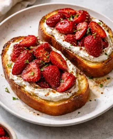 Roasted Strawberry Whipped Ricotta Toast
