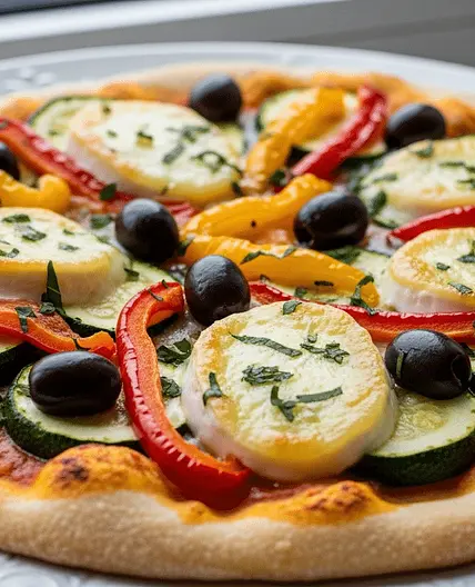 Pizza sans FODMAP aux légumes et fromage sans lactose