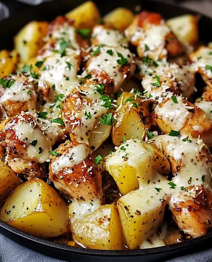 Garlic Parmesan Chicken and Potatoes Skillet Easy Weeknight Dinner
