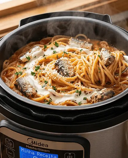 Macarronada com Sardinha na Panela de Pressão Elétrica