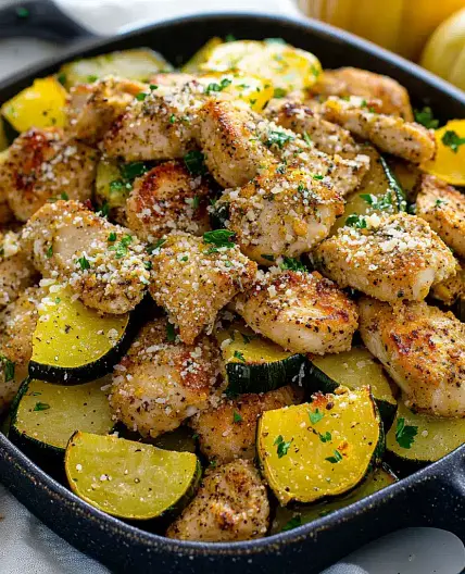 Lemon Parmesan Chicken Zucchini and Squash Easy Weeknight Meal