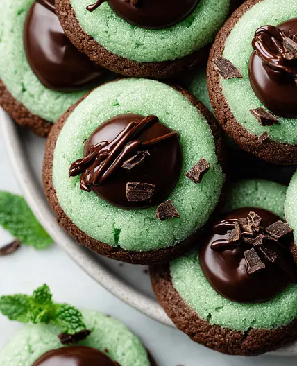 Chocolate Mint Thumbprint Cookie Recipe