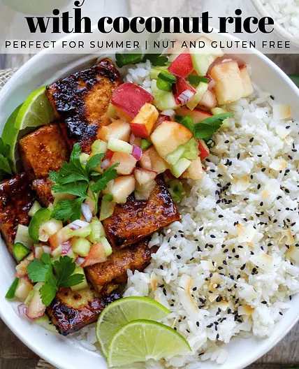 Sticky Chili Lime Tofu with Coconut Rice