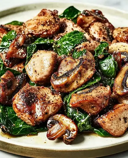 Turkey Spinach Mushroom Easy Weeknight Dinner Recipe