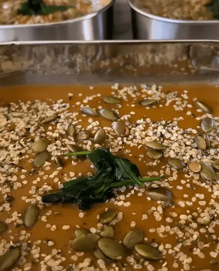 Butternut Squash Soup with Roasted Apples and Carrots